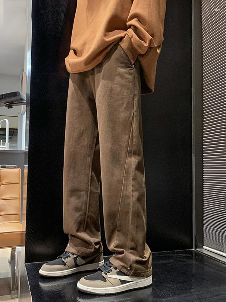 

Men's Jeans Washed Men's American Trend High Street Retro Straight Vibe Style Casual Loose Drape Trousers Streetwear Y2k Hombre, Black