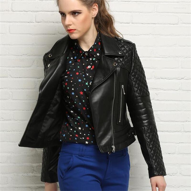 

Women' Leather Fashion Spring And Autumn Clothing Sheepskin Coats Womens Genuine Jacket Women Jaqueta De Couro Turn-down Collar Black