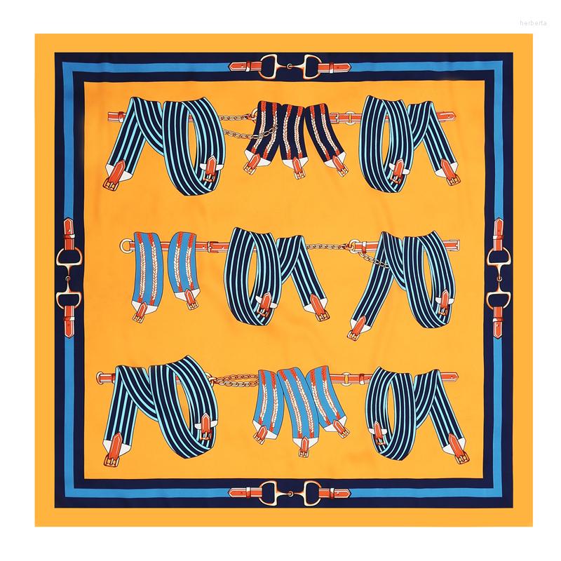 

Scarves 2022 Brand Women Twill Silk Scarf Neck Headband Foulard Hijab Luxury Print 90cm Square Neckerchief Female Bandana