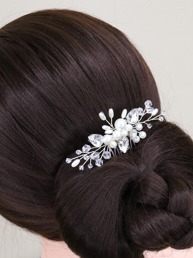 

Headpieces Fashion Silver Wedding Hair Accessories Pearl Crystal Women Ornaments Casual Daily Accessory Clip Bridal Comb
