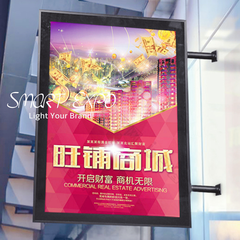 Outdoor LED Business Signage 60x70cm Advertising Display Board Waterproof Double-Sided Magnetic Panels Wall Projection Mounting with Wooden Case-image-816633354