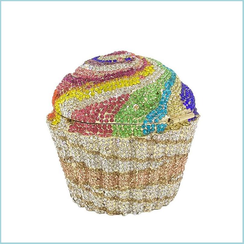 

Handbags Purses Designer Crystal Evening Bag Fashion Cupcake Diamond Clutch Soiree Purse Women Wedding Bride Cake Handbags Drop De Dhn6G