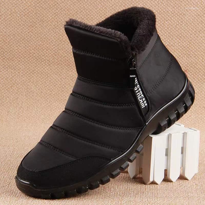 

Boots Coslony Snow Men Waterproof Warm Shoes Boota With Zipper Casual Ankle Winter For Business Dress, Black