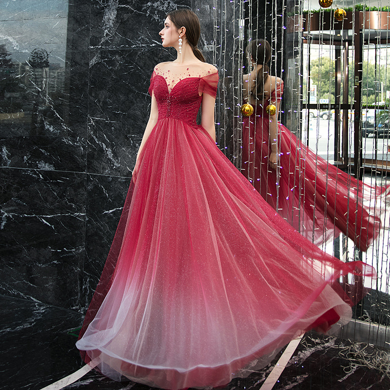 Mermaid Evening Dresses Luxury Full Lace Pearls Dubai See Through illusion a line Formal Prom Cutaway Side Celebrity Gowns