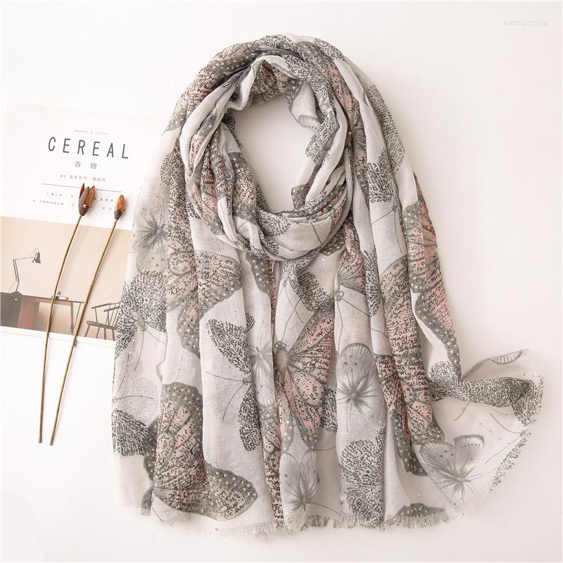 

Scarves 2022 Fashion Summer Women Cotton Scarf Flower Butterfly Beach Hijab Shawls And Wraps Female Foulard Echarpe Designer Bandana
