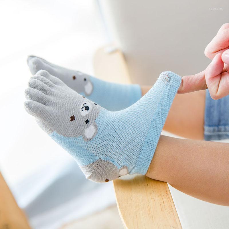 

Men's Socks 5 Pairs Children Cartoon Cotton Five Finger Cute Kawaii Animal Baby Boys Girls Mesh Breathable Sock 3 -12 Years Kids, 5 pairs red