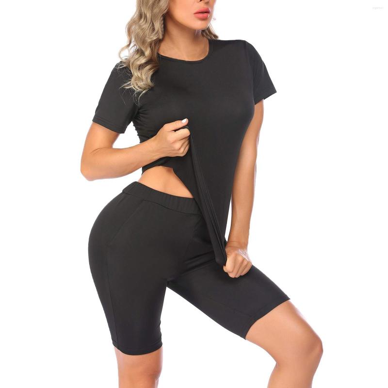 

Women' Tracksuits Women' Summer Suit Black Short Sets Workout 2 Piece T-shirt Shorts Jogger Tracksuit Sport Outfits Set Two Women