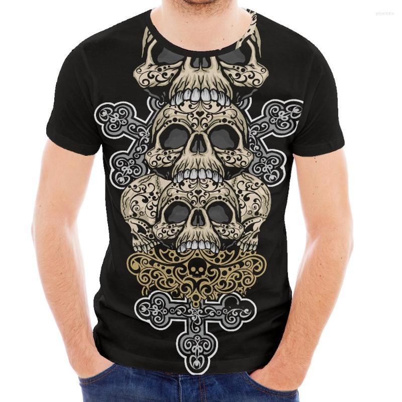 

Men's T Shirts Summer Horror Skull Print Shirt Men Fashion Street Hip-hop T-shirts Casual Oversized Top Tees All-match Short Sleeve, Ysfd1702z74