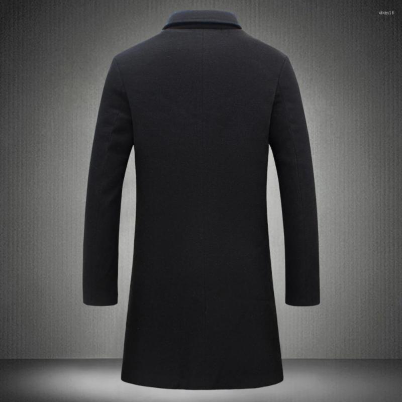 

Men's Trench Coats Simple Overcoat Polyester Autumn Coat Solid Color Spandex Long Sleeve Men Jacket Comfortable, Navy blue