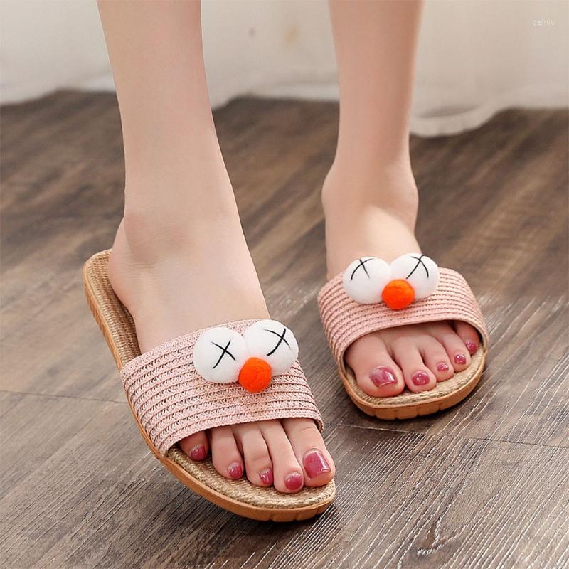 

Slippers Women Men Flax Slipper Anti-Slip Indoor Home Shoes Ladies Sandals, Pink