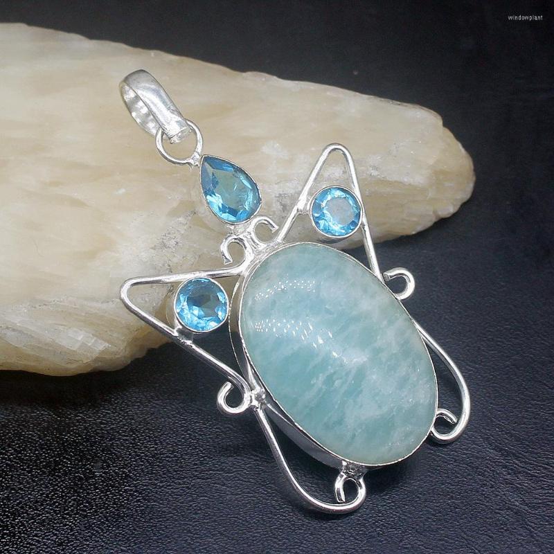 

Pendant Necklaces Gemstonefactory Jewelry Big Promotion 925 Silver Handmade Obsidian Blue Topaz Women Ladies Gifts Necklace 1223