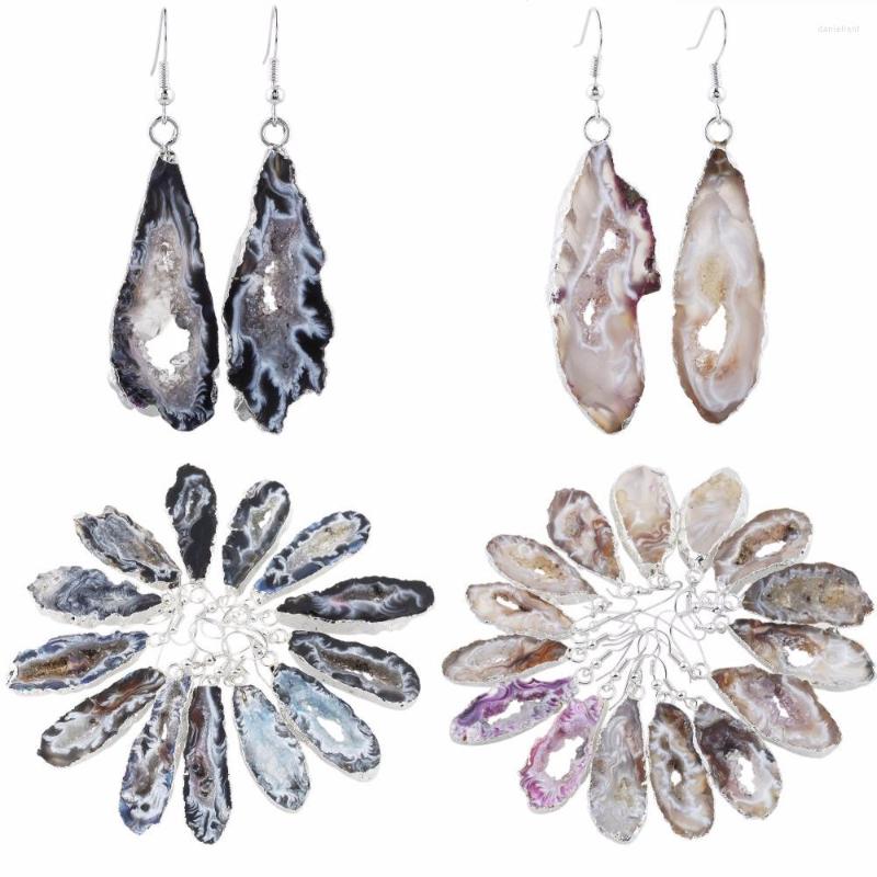 

Dangle Earrings TUMBEELLUWA Natural Crystal Quartz Druzy For Women