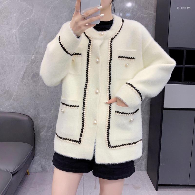 

Women's Knits Woman Sweater Cardigan Korean Style Loose Long-sleeved Stripe Single Breasted O-neck Woman's Clothing Drop RZ336, Randomcolor