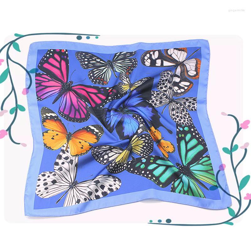 

Scarves 80 80cm Design Landscape Flower Square Scarf Silk Women's Headscarf Fashion Shawl