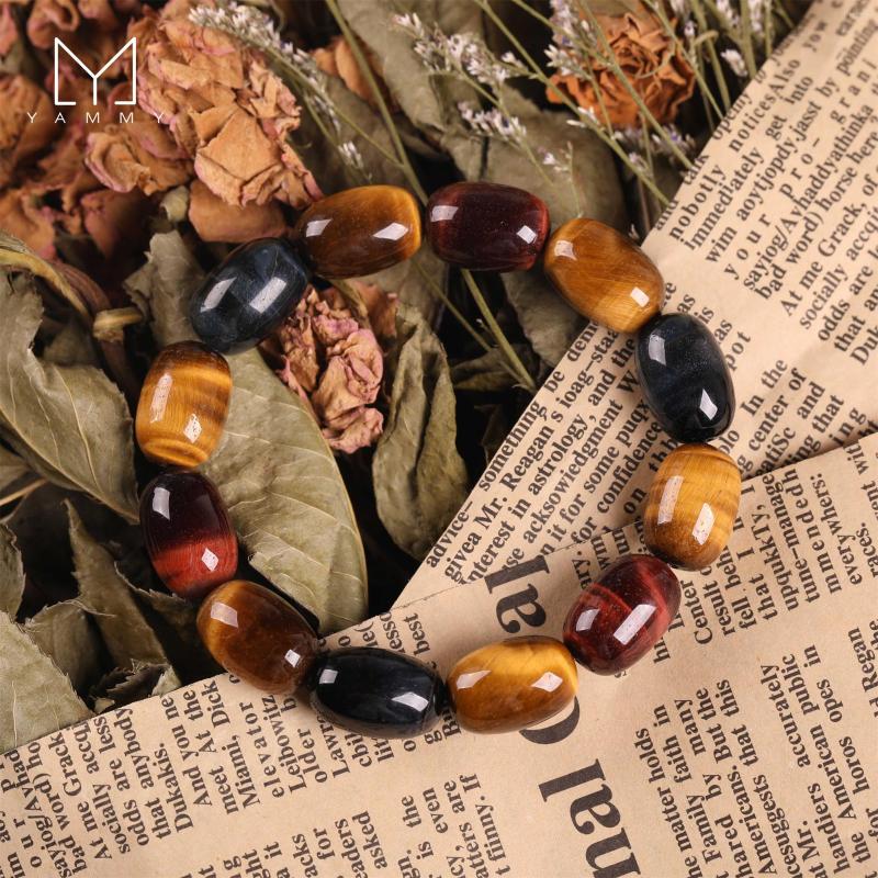

Strand Yammy Natural Tiger Eye Oval Beads Boutique Bracelet Men And Women Crystal Jewelry Gift Pulse Hand String