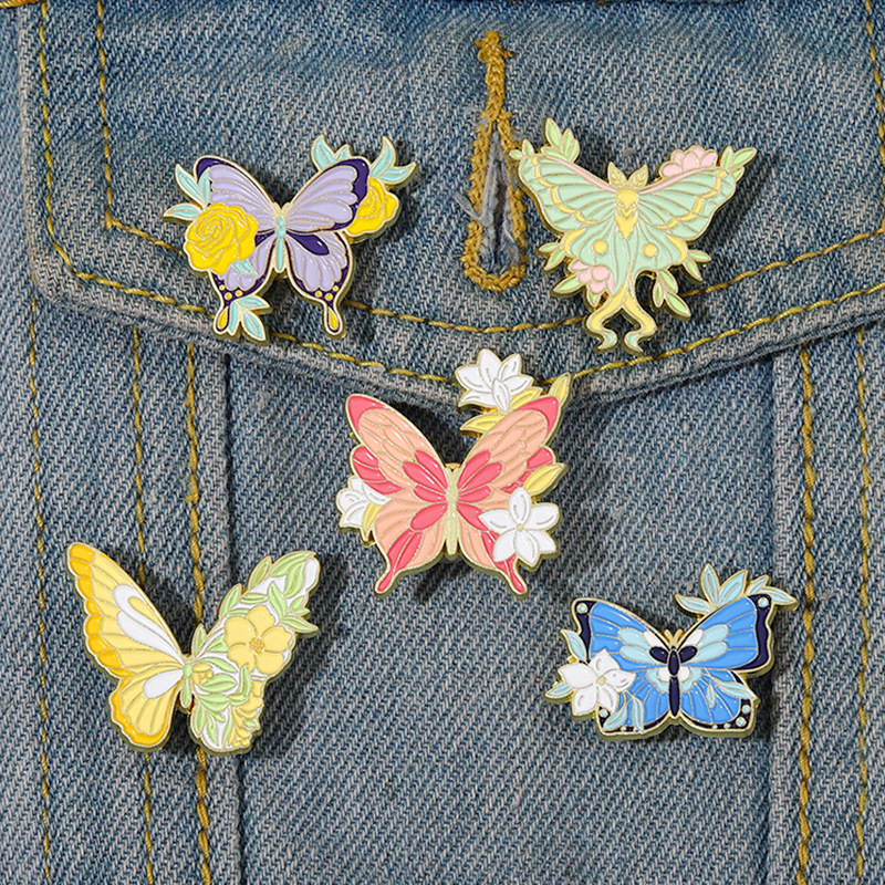 

Floral Wings Butterfly Enamel Pins Custom Insect Brooches Actias Seleme Lapel Badges Animal Jewelry Gift for Kids Friends, Color #1