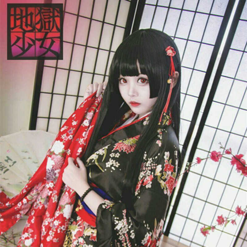 

Hair Lace Wigs Anime Wig Female Hell Girl Yan Magic Love Cos Ji Style Three Sabr Qi Bangs Fake Hair, Black