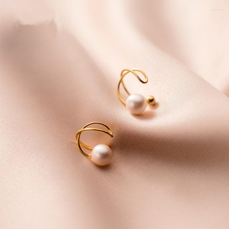 

Backs Earrings 1 Pcs 925 Sterling Silver Cross Round Pearl Ear Cuff Non Pierced For Women Micro Small Clip On B279