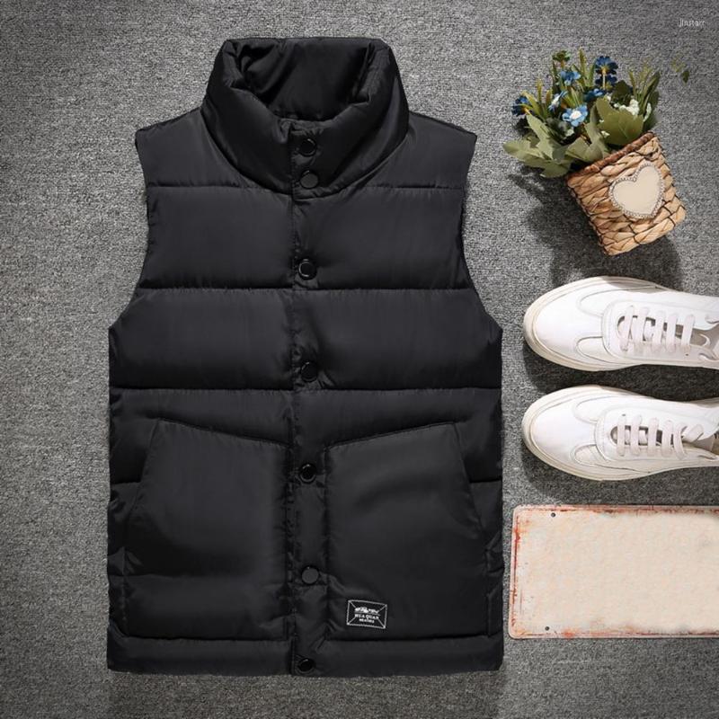 

Men's Vests Stylish Vest Jacket Single Breasted Windproof Cozy Pure Color Pockets Waistcoat, Black