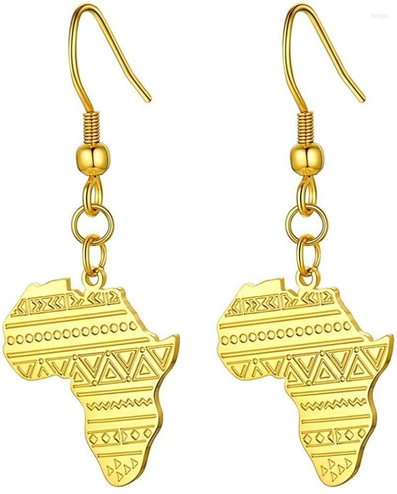 

Dangle Earrings U7 316L Stainless Steel Africa Map Design Black/ Gold Plated Minimalist Statement Jewelry