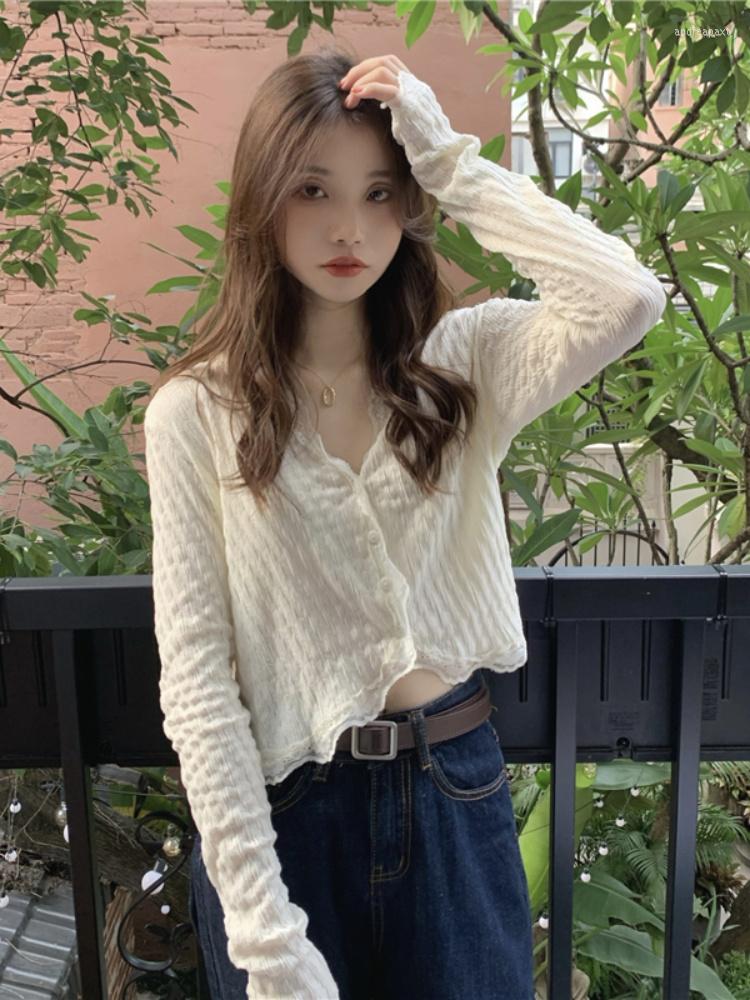 

Women's Blouses Blusas Mujer De Moda 2022 Verano Elegantes Blouse Women Long Sleeve Sun Protection Top Shirts Vintage Pleated Chic M380, Pink