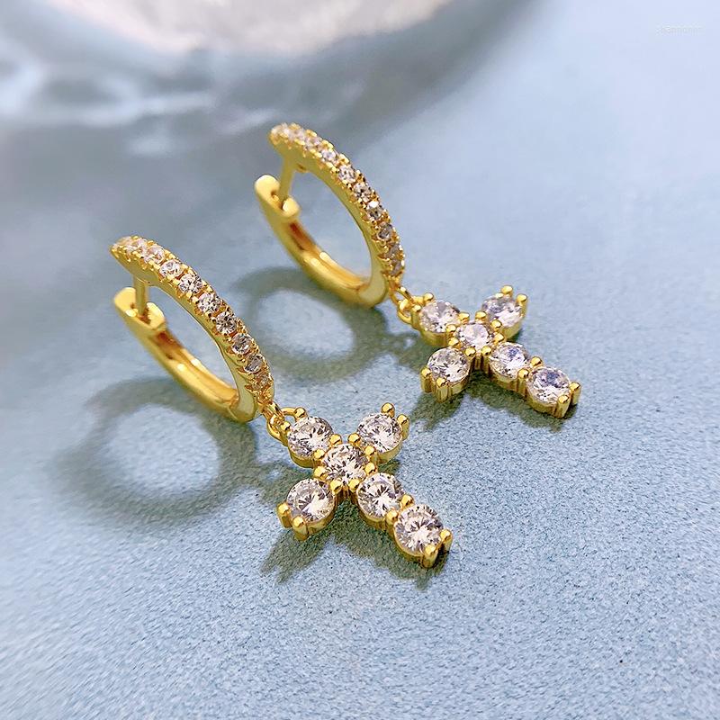 

Stud Earrings COSYA 925 Sterling Silver Simple Diamond Cross High Carbon For Women Party Jewelry Gift