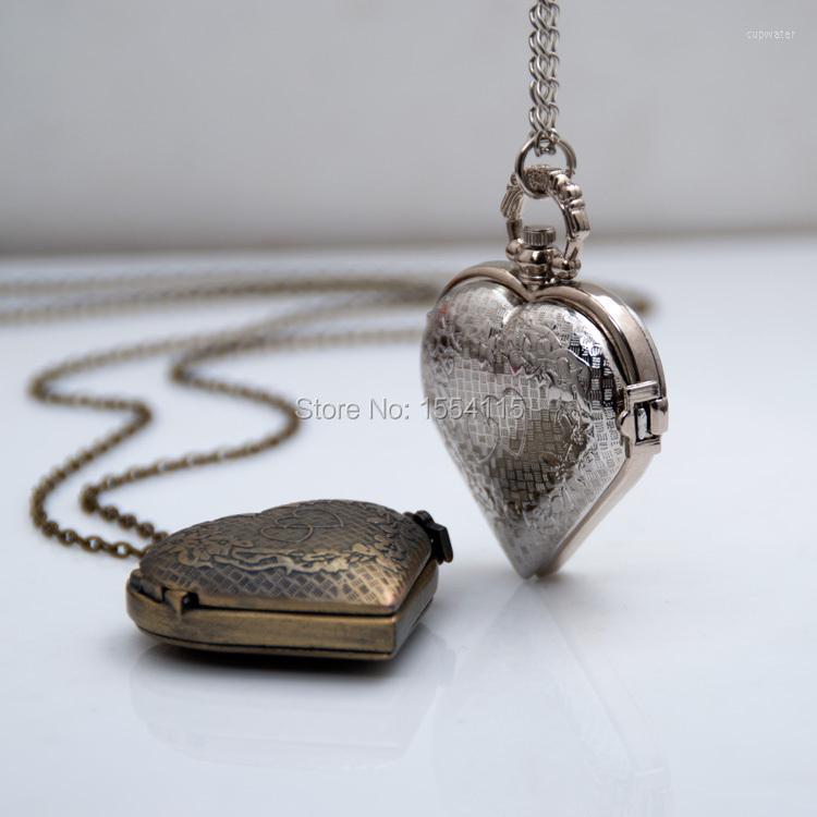

Pocket Watches Arrival Heart Shaped Watch Necklace Korean Sweater Chain Student Fashion, Silver