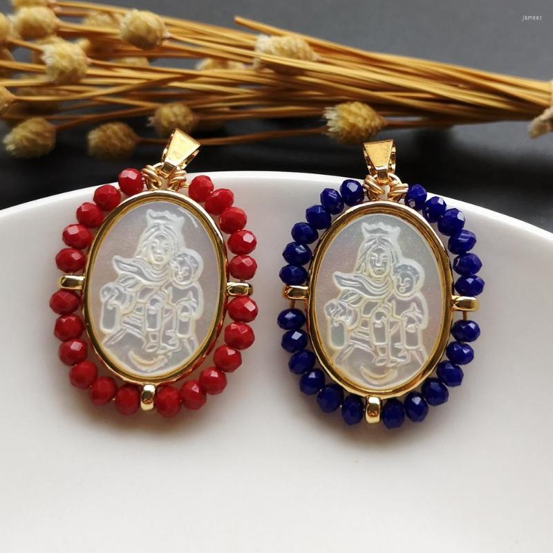 

Pendant Necklaces 10pcs/lot 24x29mm Natural Lady With Baby Mother Of Pearl Shell Mount Carmel Charms For Necklace Gift