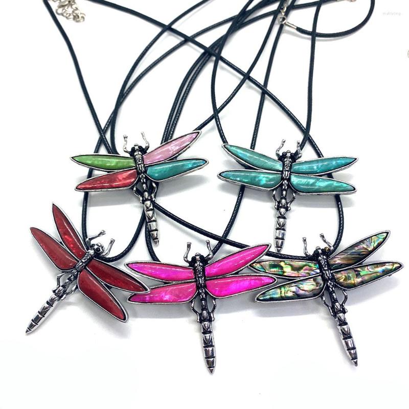 

Pendant Necklaces 1pcs Mother-of-pearl Natural Abalone Shell Necklace Animal Exquisite Dragonfly Suitable For DIY Insect Jewelry