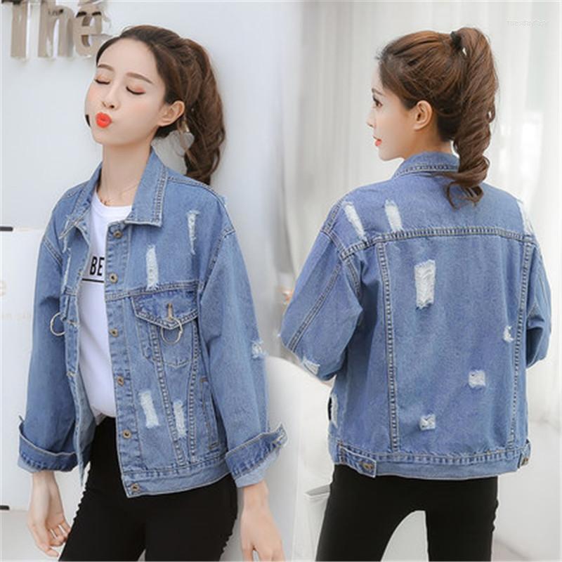 

Women' Jackets 2022 Spring And Autumn Korean Women' Slim Fit Long Sleeve Hole Short Denim Jacket Loose Large Size 556, Blue