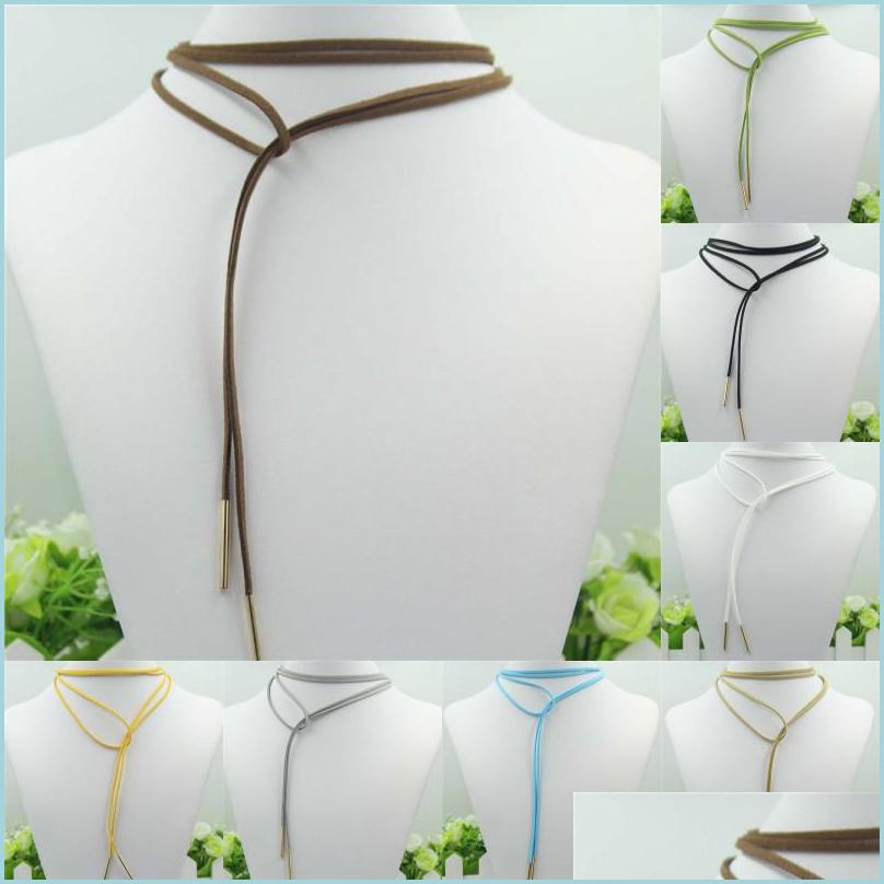 

Chokers Colorf Bohemia Sexy Leather Choker Necklace Jewelry Long Tassel Adjustable Gold Bar Pendants Necklaces Black Chokers Drop Del Dhjgo