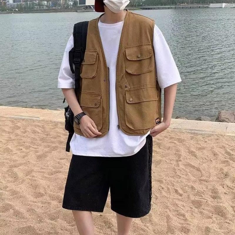 

Men's Vests Men Casual Vest Coat Shooting Jacket Washable Outerwear, Black