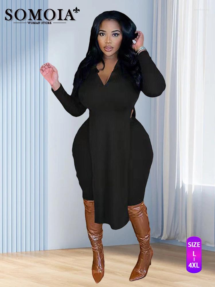 

Tracksuits SOMOIA Plus Size Women Clothing Light Cooked Long Sleeve Extended Top Trousers V Neck Babes Two Piece Set Wholesale Drop, Black