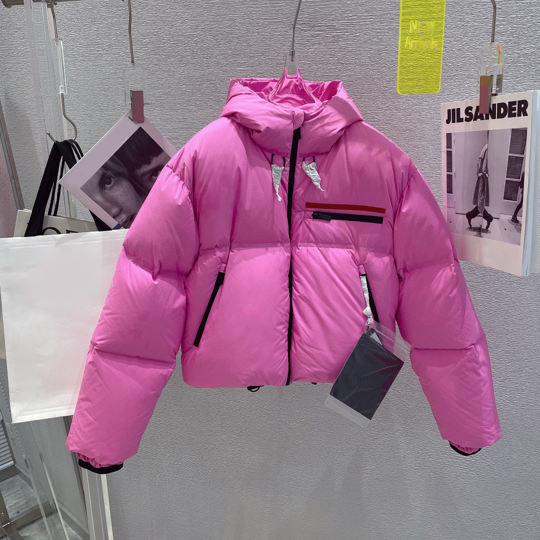 

European Station 2022 Winter New Womens Casual Short Nylon Hoodie Padded Coat down Jacket Thickened Coat for Women, Black