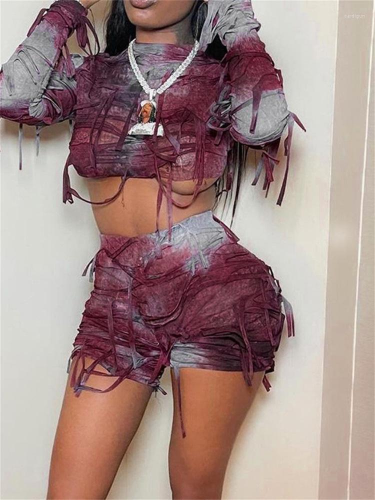

Women' Tracksuits Vintage Y2K Gothic Clothes T-shirt Shorts Set Women Long Sleeve O-neck Crop Top High Waist Streetwear Sexy Two Piece Sets, Red