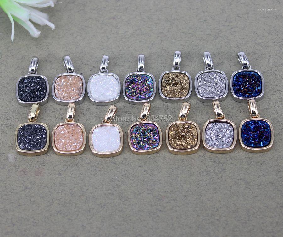 

Pendant Necklaces 10pcs Small Size Titanium Quartz Gem Stone Square Beads For Making Jewelry