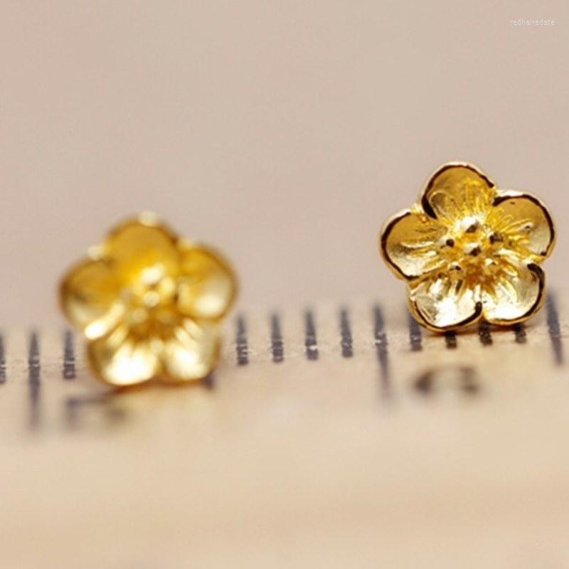 

Stud Earrings Solid 24k Yellow Gold 5x5mm Mini Small Flower Ear About 0.35g Each