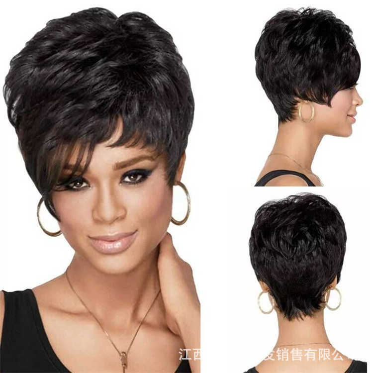 

Hair Lace Wigs Women's Short Curly Hair Fashion Black Wig Head Cover