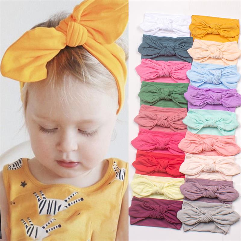 

Baby Elastic Hair Bands Hair Accessories Girls Soft Nylon Headband Kids Headwear Knot Toddler Fashion Rabbit Ear Turban, Mixed color