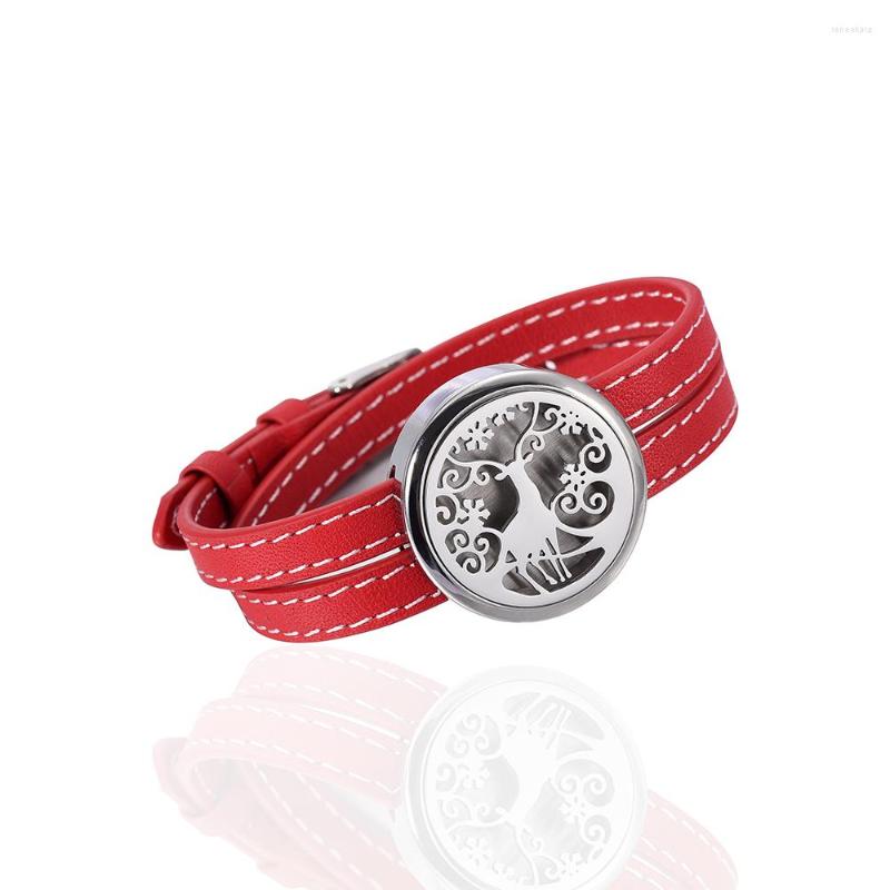 

Link Bracelets 9 Different Genuine Leather Christmas Deer Style Plain Magnetic Essential Oil Car Locket Bracelet Diffuser Perfume