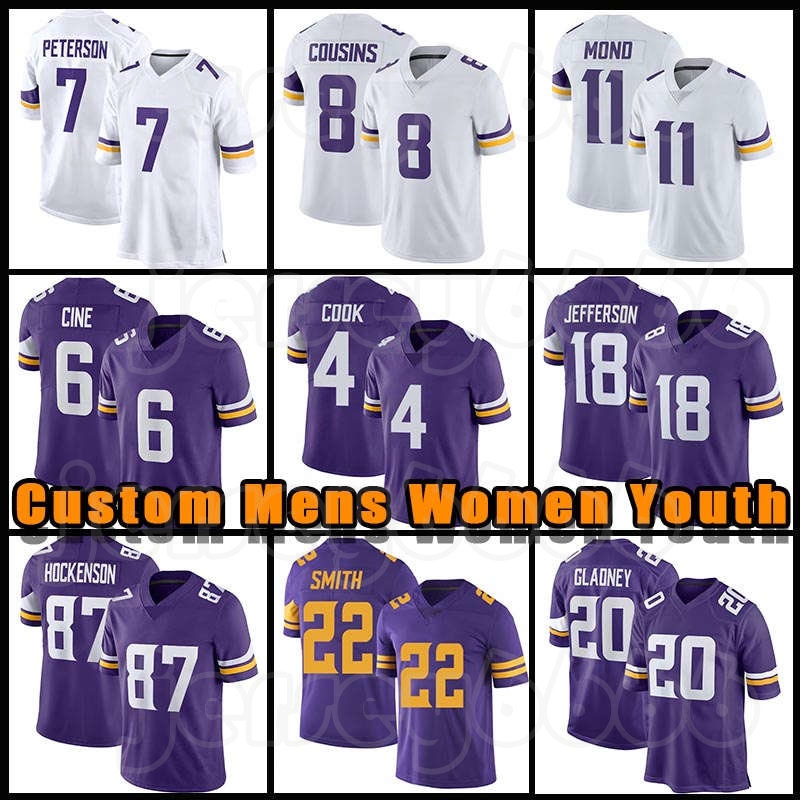 

18 Justin Jefferson T.J. Hockenson Dalvin Cook Adam Thielen Football Jerseys Danielle Hunter Randy Moss Vikings Lewis Cine Andrew Booth Jr Kirk Cousins Harrison Smith, Custom men (weijingren)