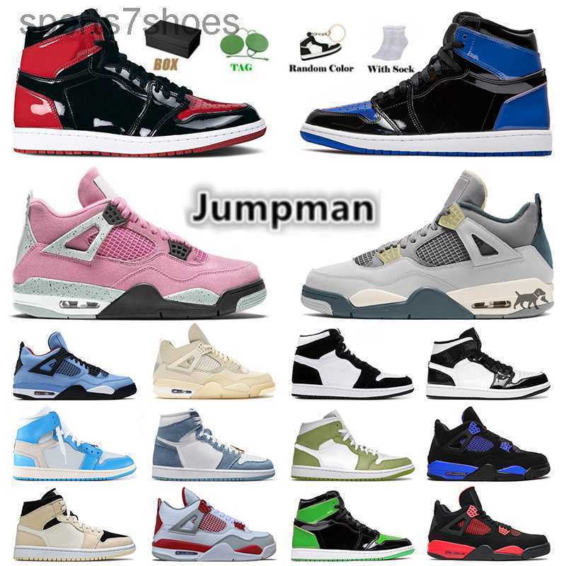 

LOWs speed Designer 1 4 Jumpman Basketball Shoes Mens Womens Panda Patent Leather Mid Dutch Green Sb Bred J4 Retro Offs White Sneakers, 36-46 offfwhite blue
