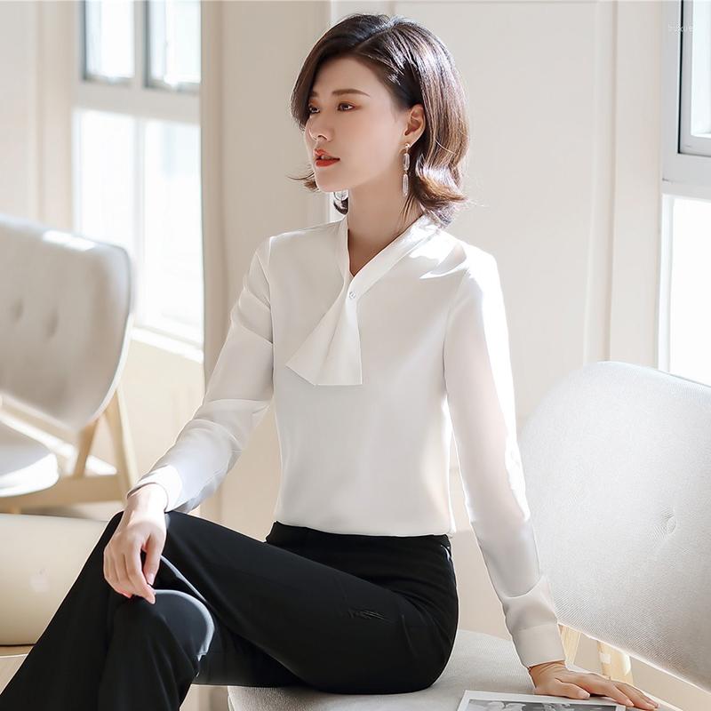 

Women's Blouses Women's Long Sleeve Bowknot Bow Tie Fashion Slim Shirt Spring And Autumn Work Clothes Business Wear All-Matching Clothe, X6996white shirt