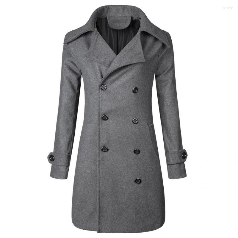 

Men's Trench Coats Casual Men Long Jacket Male Coat Sleeve Korean Style Pockets Slim, Grey
