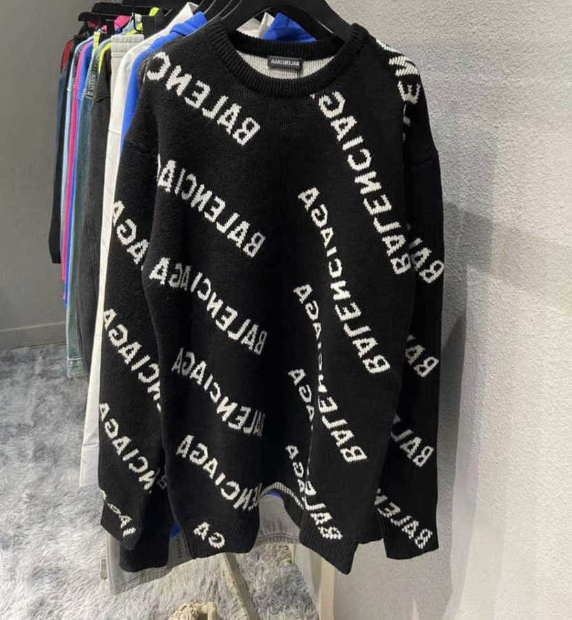 

22SSS Designer Balanciagas Sweater Brand Paris Fashion Brand Knitted Hooded Jacket Men's And Women's Round Neck Letter Jacquard Sport Tech Fleece Hoodie