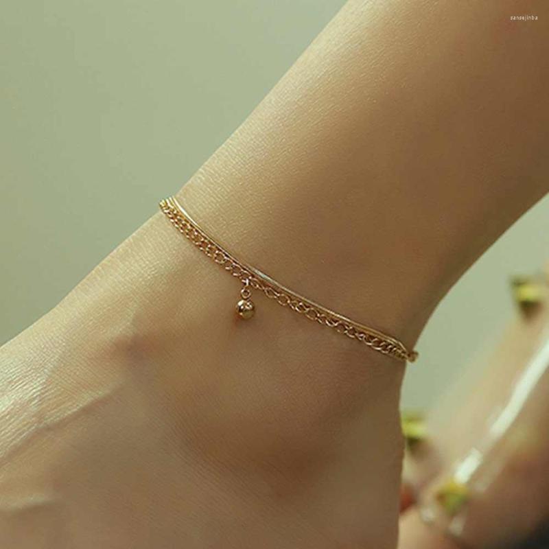

Anklets JHSL Female Two- Layer Rose Gold Color Stainless Steel Fashion Jewelry Summer Beach Foot Ankle Bracelets For Women