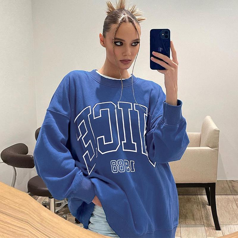 

Women' Hoodies Sweatshirts Woman Fashion Women' Letter Print O Neck Long-Sleeve Hooded Sweatshirt Brand Hoody Casual Tops Pullover, Blue