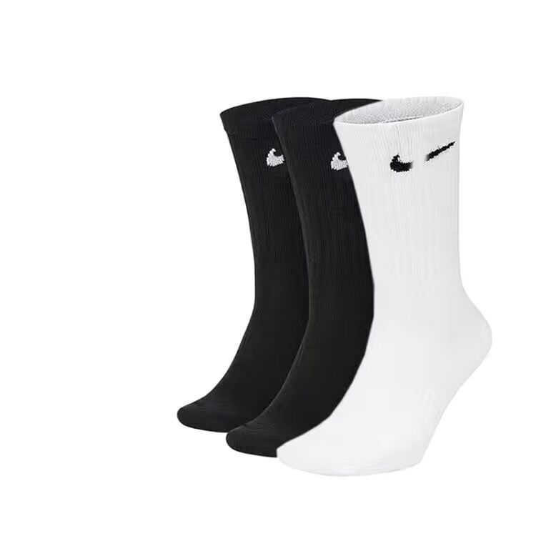 

High Quality Designer Men's Cotton Socks Nikis Wolf Head Embroidery Mid-high Tube Leisure Sports Hip Hop Black White Sock 36-43 Tech Fleece, 2white1black long