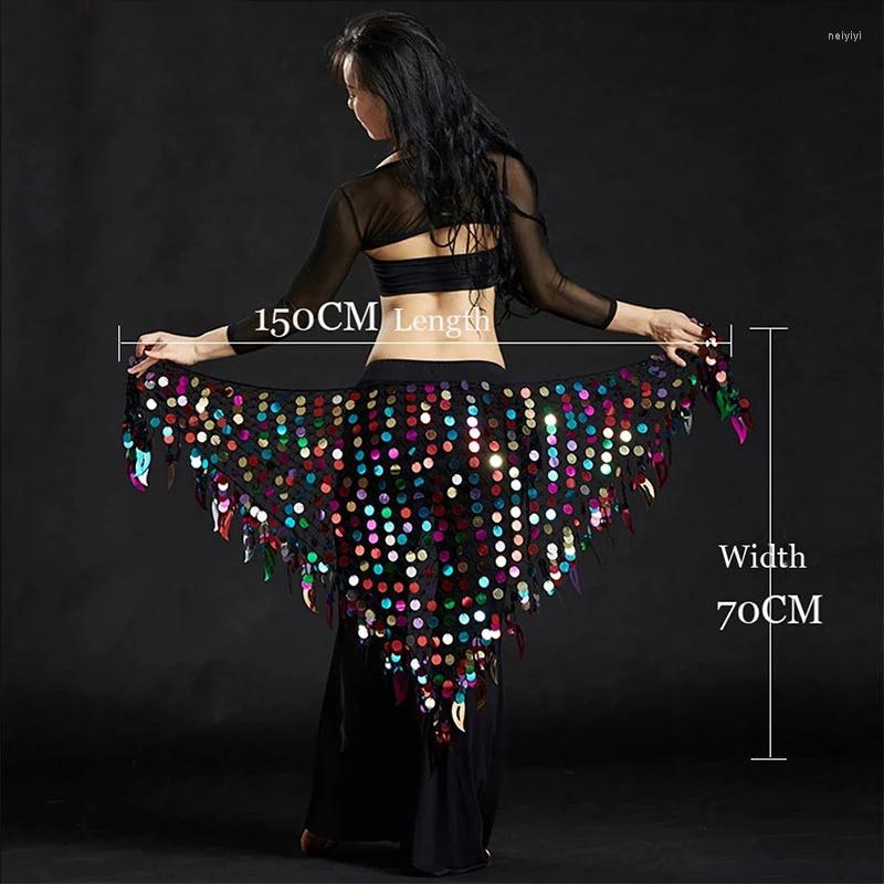 

Stage Wear Women Belly Dance Clothes Sexy Big Sequins Scarf Lady Accessories Girls Show Waist Belt Hip, White
