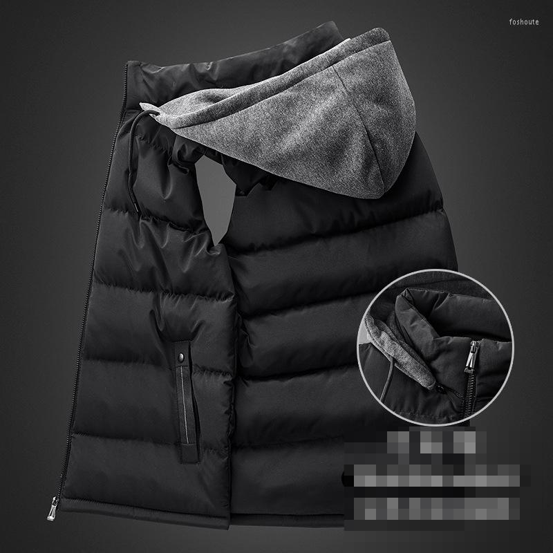 

Men's Vests Mens Vest Jacket Men Autumn Warm Sleeveless Jackets Male Winter Casual Waistcoat Hooded Veste Homme Brand Clothing E893, Black